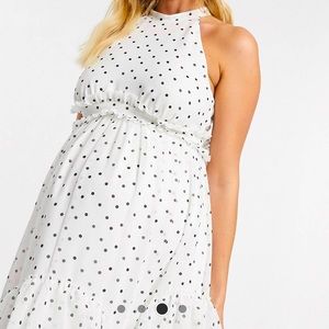 ASOS Maternity Premium high neck ruffle maxi dress